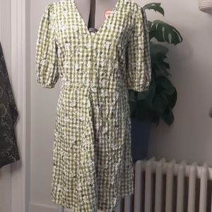 ASOS Vila smock dress with v neck in green check